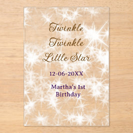 Brown glitter twinkle twinkle little star birthday acryleinladungen