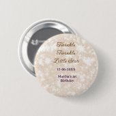 Brown glitter twinkle twinkle little star birthday button (Vorne & Hinten)
