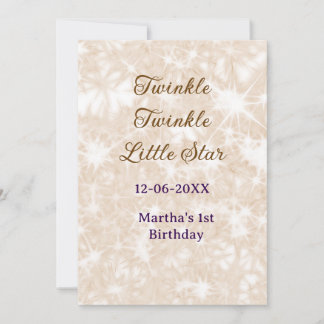 Brown glitter twinkle twinkle little star birthday einladung