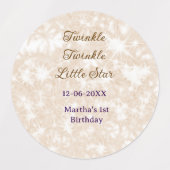 Brown glitter twinkle twinkle little star birthday etiketten (Design 2)