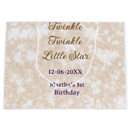 Brown glitter twinkle twinkle little star birthday große geschenktüte