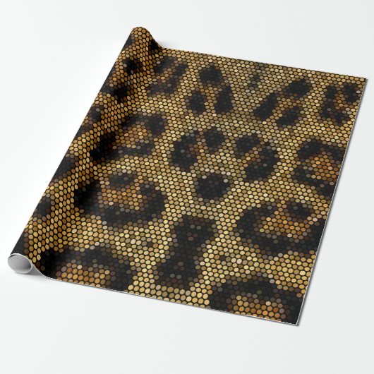 Brown Glittery Leopard Muster Geschenkpapier (Ungerollt)