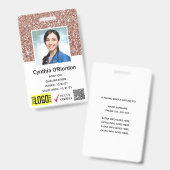 Brown Glitzer Caregiver QR Strichcode Foto ID Abze Ausweis (Vorder- & Rückseite)