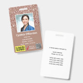 Brown Glitzer Medical Foto ID QR Strichcode Abzeic Ausweis (Vorder- & Rückseite)