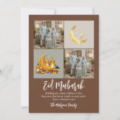 Brown Gold 2 Photo Grid Eid Mubarak Family Photo Feiertagskarte (Vorderseite)