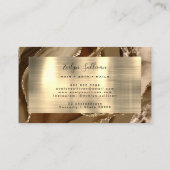Brown Gold Agate Business Card Visitenkarte (Rückseite)