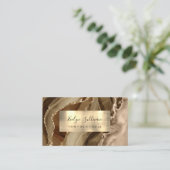 Brown Gold Agate Business Card Visitenkarte (Stehend Vorderseite)