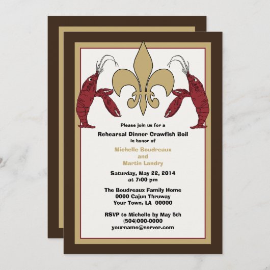 Brown Gold Crawfish Boil Event Invitations Einladung (Vorne/Hinten)
