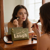 Brown Gold & Cream Large Text With Flowers Zubehörtasche