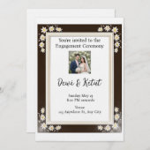 Brown & Gold Frame Wedding Engagement Einladung (Vorne/Hinten)