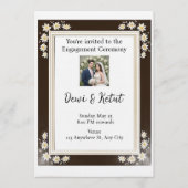 Brown & Gold Frame Wedding Engagement Einladung (Vorderseite)