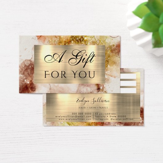 Brown Gold Glitzer Watercolor Geschenkkarte (Schreibtisch)