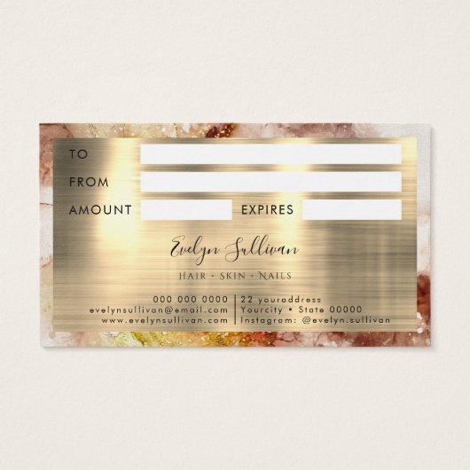 Brown Gold Glitzer Watercolor Geschenkkarte (Rückseite)