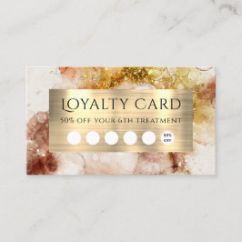 Brown Gold Glitzer Watercolor Loyalty Card Visitenkarte