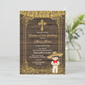 Brown & Gold Mexikanische Karrotaufe & 3. Geburtst Einladung (Stehend Vorderseite)