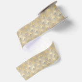 Brown gold pattern,fan feather pattern,Art Deco ch Satinband (Rückseite)