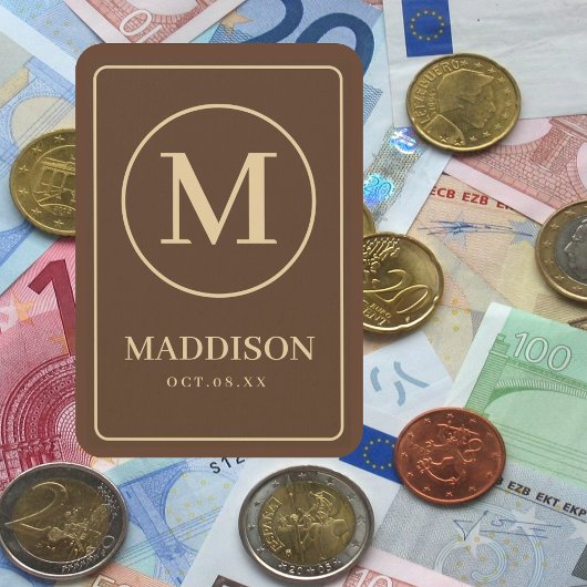 Brown Gold Personalisiert Monogramm und Name Spielkarten