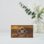 Brown Gold Rust Metallic Texture Monogram Initial Visitenkarte (Stehend Vorderseite)