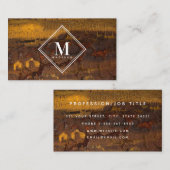 Brown Gold Rust Metallic Texture Monogram Initial Visitenkarte (Vorne/Hinten)