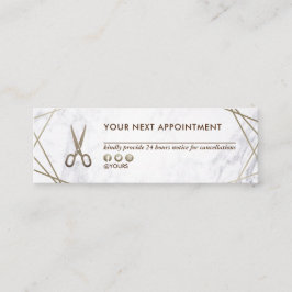 Brown-Gold Scissors Marmorhairstylist-Verabredung Mini Visitenkarte