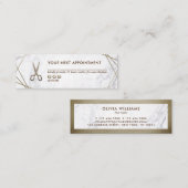 Brown-Gold Scissors Marmorhairstylist-Verabredung Mini Visitenkarte (Vorne/Hinten)