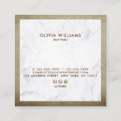 Brown-Gold Scissors Marmorhairstylist-Verabredung Quadratische Visitenkarte (Rückseite)