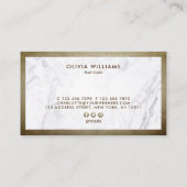 Brown-Gold Scissors Marmorhairstylist-Verabredung Visitenkarte (Rückseite)