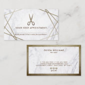 Brown-Gold Scissors Marmorhairstylist-Verabredung Visitenkarte (Vorne/Hinten)