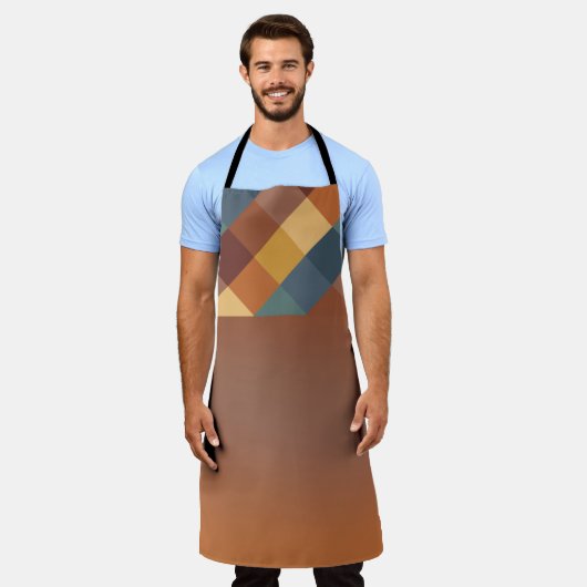 BROWN GOLD TEAL BLUE FALL GEOMETRIC PATTERN SCHÜRZE (Getragen)