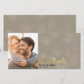 Brown Gold Wedding Foto Liebe & Vielen Dank Dankeskarte (Vorne/Hinten)
