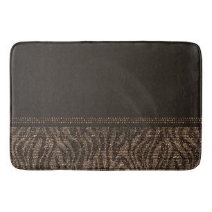 Brown Gold Zebra Wild Animal Print Exotic Glam Badematte