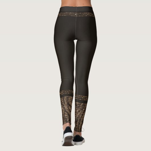 Brown Gold Zebra Wild Animal Print Exotic Glam Leggings (Rückseite)