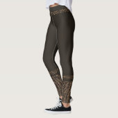 Brown Gold Zebra Wild Animal Print Exotic Glam Leggings (Links)