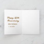 Brown golden happy 20th anniversary name datsimple karte (Innenseite)