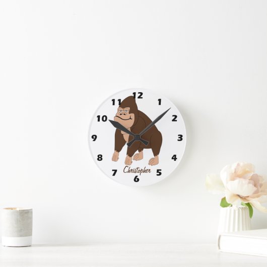 Brown Gorilla Design Personalised Runde Wanduhr (Zuhause)
