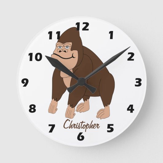 Brown Gorilla Design Personalised Runde Wanduhr (Vorderseite)