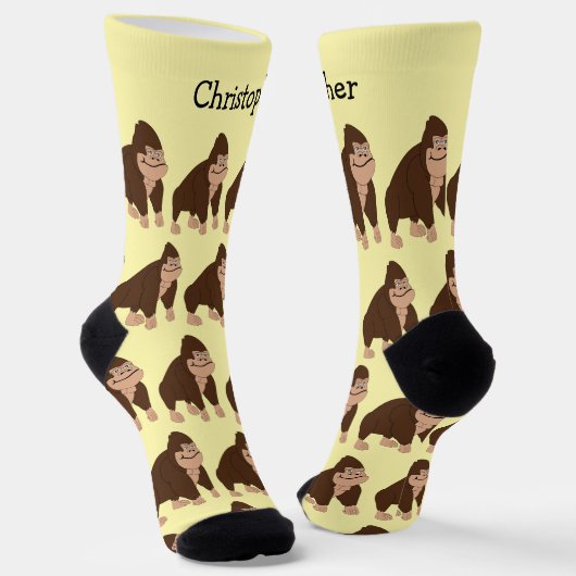 Brown Gorilla Design Personalised Socken (Gewinkelt)