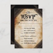 Brown Gothic Halloween Skeleton Matching MENU UAWG Einladung (Vorne/Hinten)