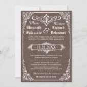 Brown Gothic Viktorianisch Damask Wedding Invites Einladung (Vorderseite)