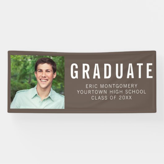 Brown Graduation Party Foto Banner (Horizontal)
