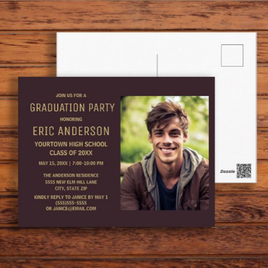 Brown Graduation Party Foto Postkarte