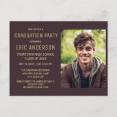 Brown Graduation Party Foto Postkarte (Vorderseite)