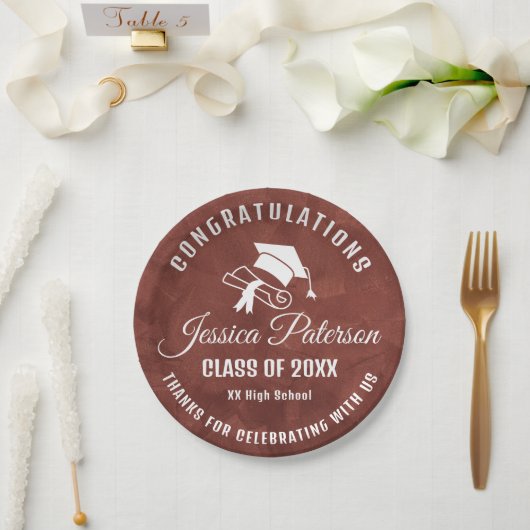 Brown Graduation Party Sweet Personalisiert Name Pappteller (Hochzeit)