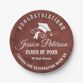 Brown Graduation Party Sweet Personalisiert Name Pappteller
