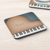 Brown Grand Piano Personalisierte Musik Getränkeuntersetzer (Linke Seite)