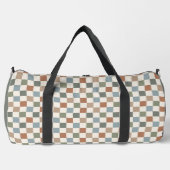 BROWN GREEN BLUE CHECKERBOARD PATTERN DUFFLE BAG (Vorderseite)
