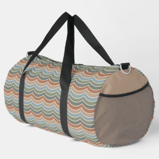 BROWN GREEN BLUE WAVE PATTERN DUFFLE BAG
