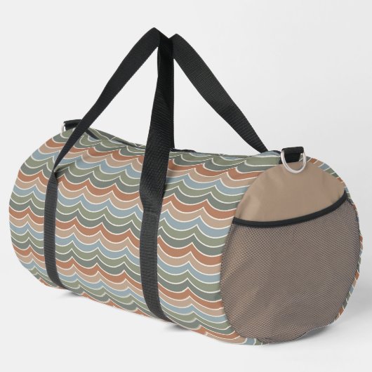BROWN GREEN BLUE WAVE PATTERN DUFFLE BAG (Rechte Ecke)