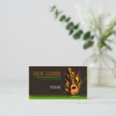 Brown Green Flamming Guitar Business Card Visitenkarte (Stehend Vorderseite)