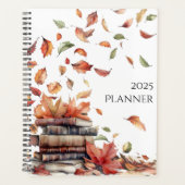 Brown Green Red Rustic Autumn Leaves Books 2025 Planer (Vorderseite)